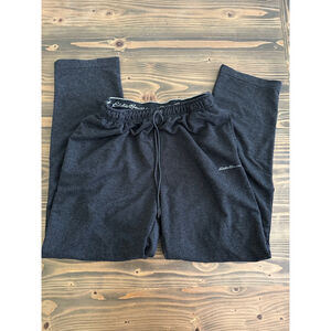 Men’s Eddie Bauer Charcoal Sweatpants Size M Drawstring Waist, Logo Embroidery